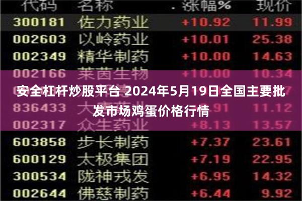 安全杠杆炒股平台 2024年5月19日全国主要批发市场鸡蛋价格行情