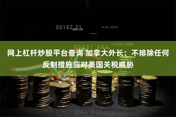 网上杠杆炒股平台查询 加拿大外长：不排除任何反制措施应对美国关税威胁