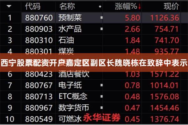 西宁股票配资开户嘉定区副区长魏晓栋在致辞中表示